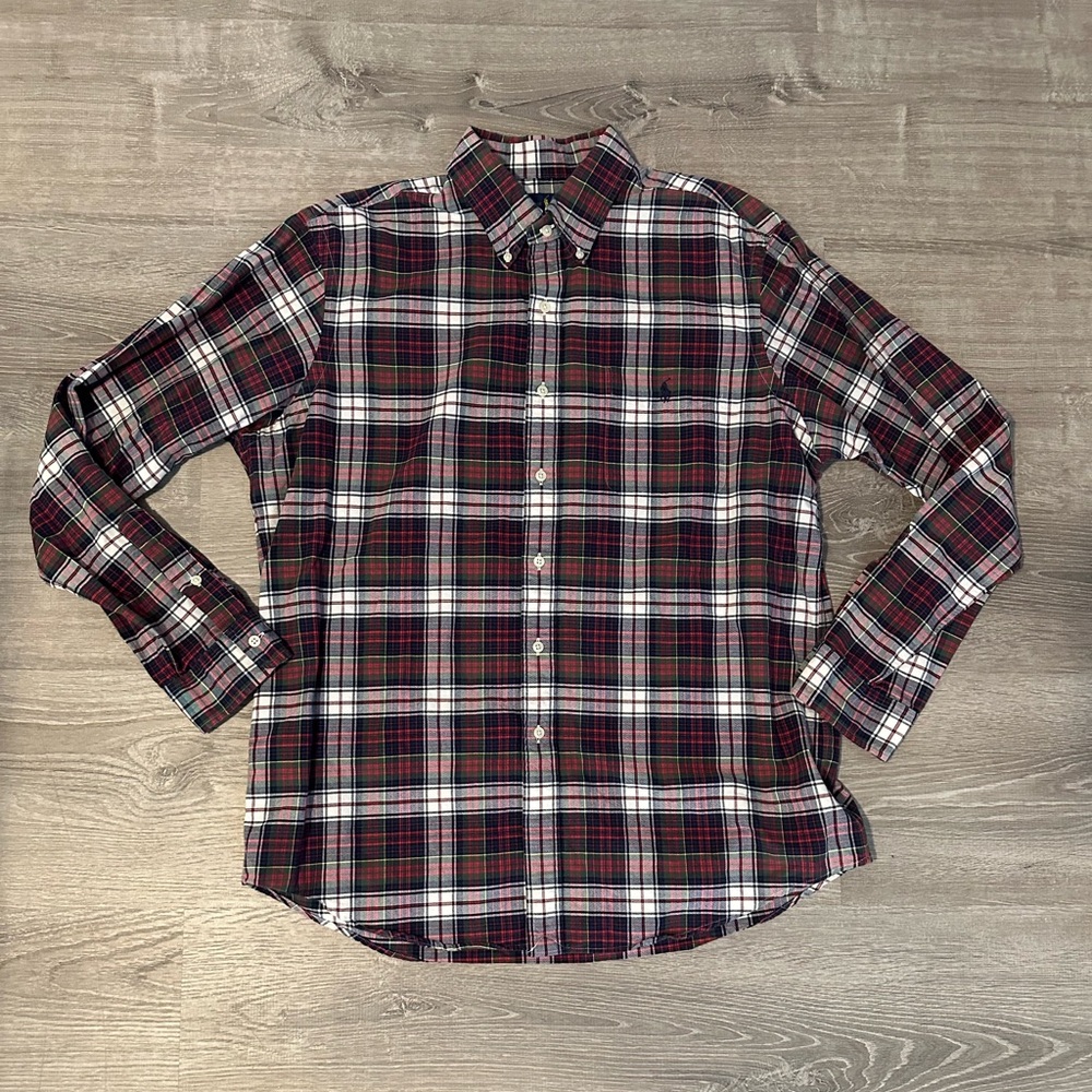 Ralph Lauren Men's Checkered Plaid Button Down Long Sleeve Cotton Shirt Large - Picture 3 of 10